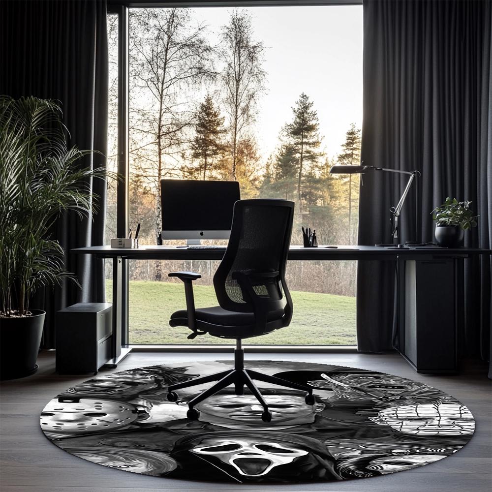 Halloween horror Printed Round Rug Carpet Chair Rug Area Rug Entryway Doormats,for Office Chair Living Room Bedroom Kitchen Room.