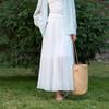 Sancai High-Waist Pleated Chiffon A-Line Long Skirt