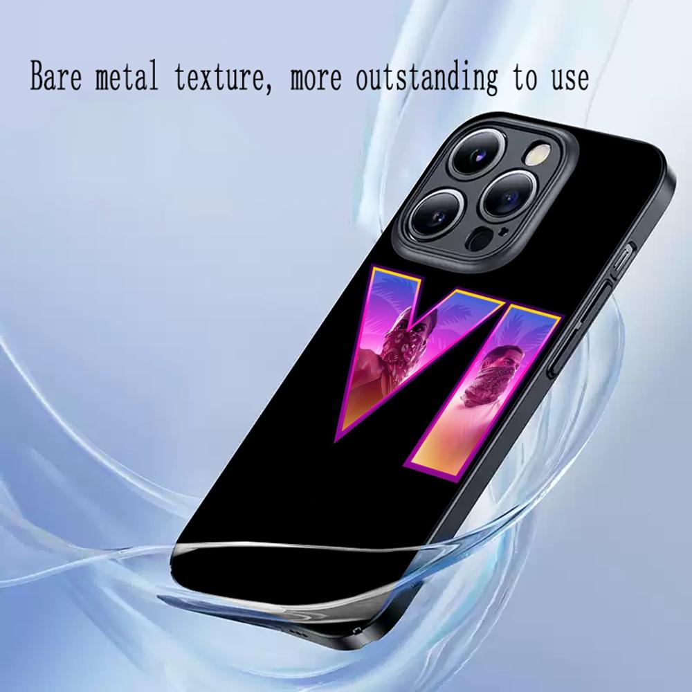 Gta-6 Pattern Design Ins Phone Case For iPhone 16 15 14 13 12 11 X XR XS 8 Plus Mini Pro Max Soft Black Shockproof Cover