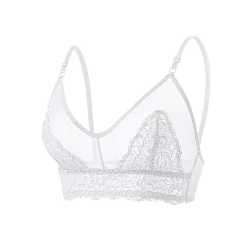 Women Sexy French Style Lace Mesh Breathable Wireless Bra