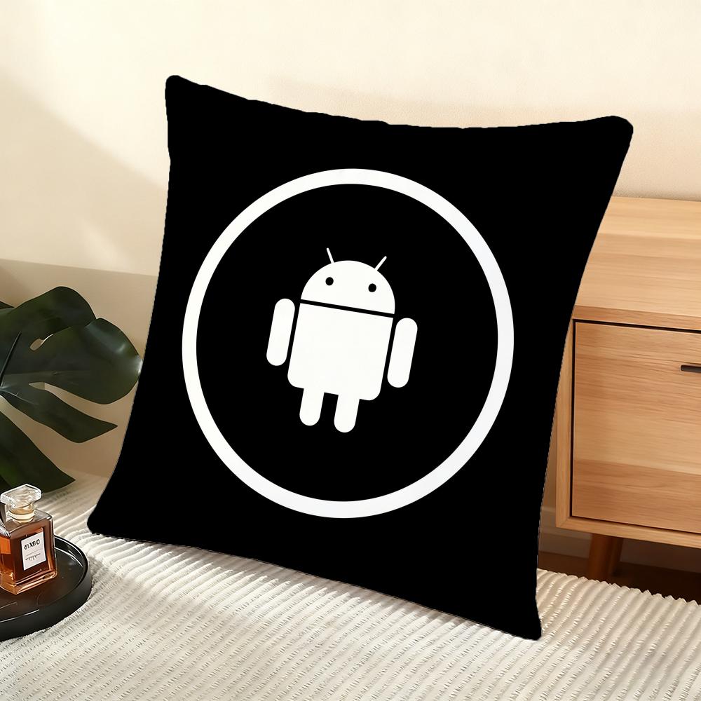 Cool A-Android Cushion Cover Soft Short Plush Pillow Cover Smooth Cozy Texture Aesthetic Cushion Case Home Decor