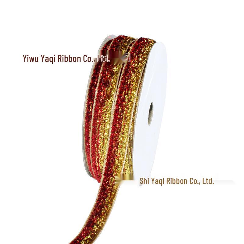 1cm Flocked Ribbon for Gift Wrapping & Costume Decoration - Non-Elastic, Shiny Woven Design