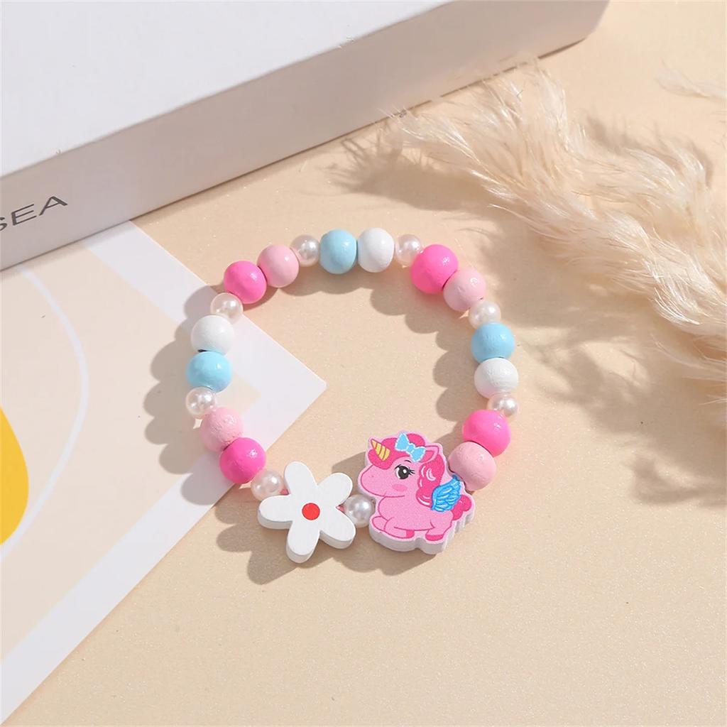 Flowers Fun Beads Cute Bracelet Cartoon Wooden Bracelets Best Friend Style Girls Star Moon Cloud Jewelry Accessories Trend