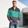 Men's Casual Zip Pullover Top with Stripe Print, Stand Collar, Wrinkle- Fall Winter Athletic Wear