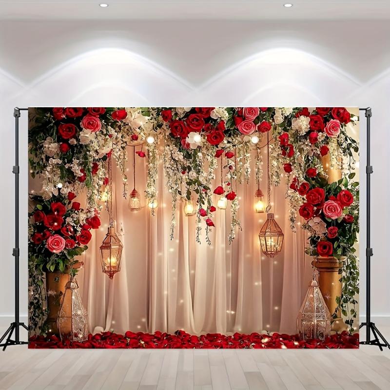 1 pièce, plat 2D, toile de fond photographique style européen or rose, toile de fond luxueuse pour décoration intérieure - idéale pour les mariages et la photographie,