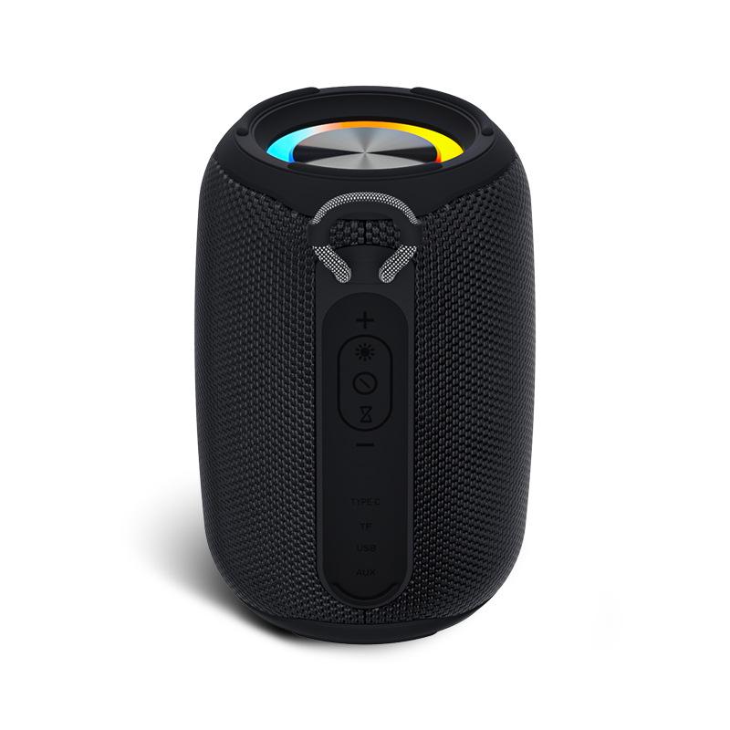 Portable Waterproof Bluetooth Speaker with High-Quality Sound, Colorful Lights, Ideal for Outdoor Parties.