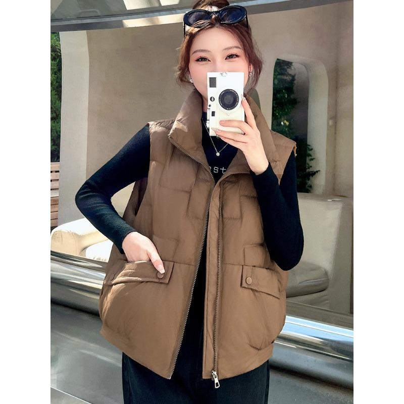 

Новый женский легкий жилет без рукавов со стойкой, качественная куртка, однотонная, утолщенная, теплая, спортивный, повседневный, свободный, хлопковый жакет XXL темно-коричневого