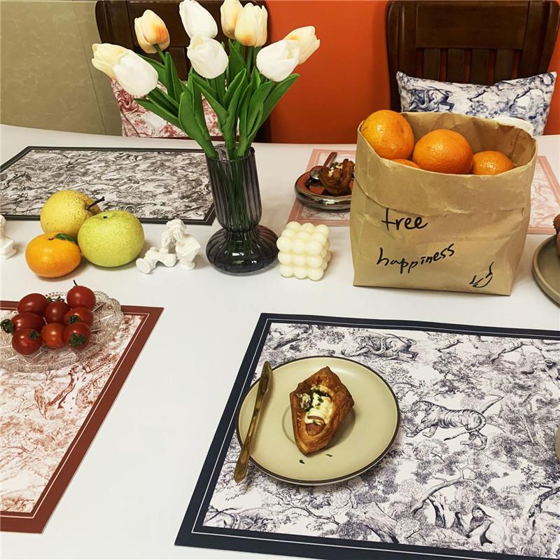 PU Tischset Wasserdicht Hitzebeständig Kaffeetasse Geschirrmatte Küchenunterlage Dekorative Geschirrmatte Essplatzset Leicht zu Reinigen