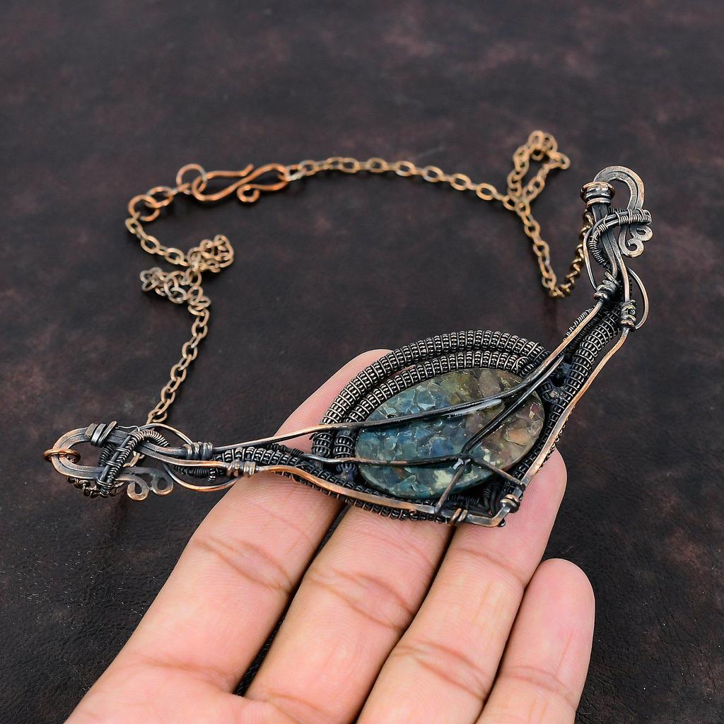 Watermelon Tourmaline Necklace Copper Wire Wrapped Jewelry Adjustable Chain Necklace Handmade Gemstone Necklace Copper Wire Wrapped Necklace