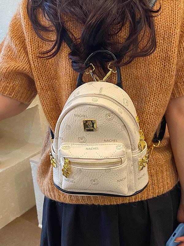 Cross-Border Korean Trendy Double/Single Shoulder Mini Backpack - Lightweight & Textured