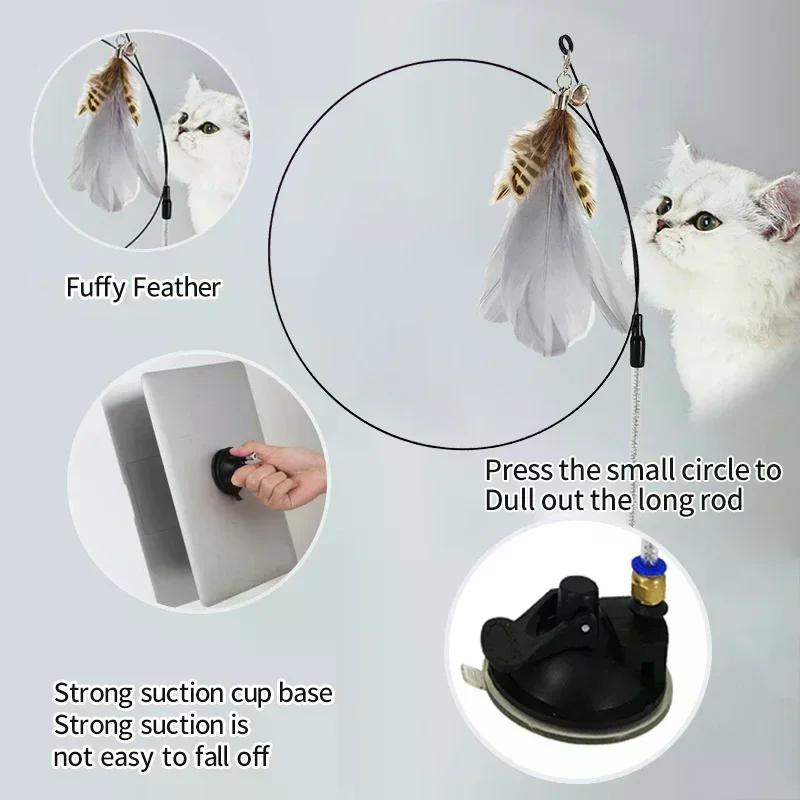 Interactive Cat Toy Funny Simulation Bird Feather with Bell Cat Stick Toy for Kitten Playing Teaser Wand Toy Pet Cats Supplies