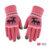 New Jacquard Double-layer Deer Touch Screen Gloves Autumn and Winter Women's Fleece Thickened Warm Wool Gloves