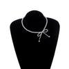 Trendy Full Pearl Fringed Temperament Necklace, Diamond-encrusted Bow Super Fairy Collarbone Chain
