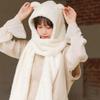 Winter Teddy Bear Fur Hat, Warm Poggle Hood Muffler
