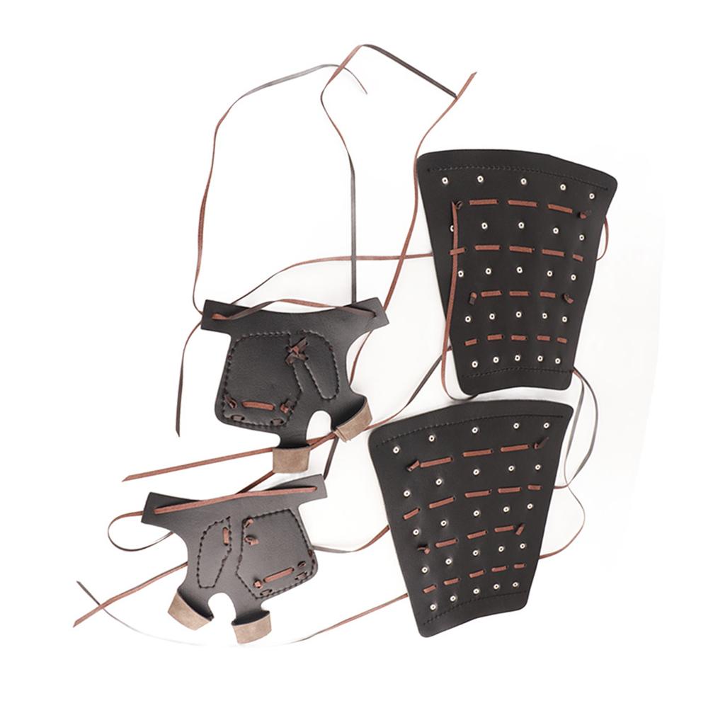 Gauntlet Wristband Medieval Vambrace with Gloves Artificial Leather Arm Armor Rivet Bandage Punk