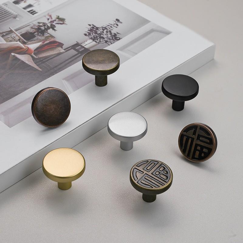 Zinc Alloy Cabinet Pull Handle Drawer Storage Box Vintage Chinese Style Round Knob In Antique Bronze Black Gold