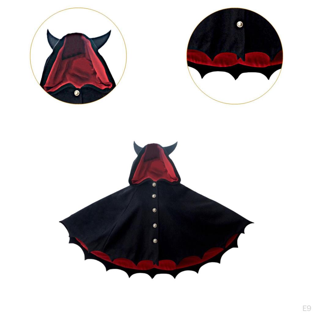 Halloween Cloak Death Cape Outfit Cowl Devil Ears for Kids Adults Boys Girls