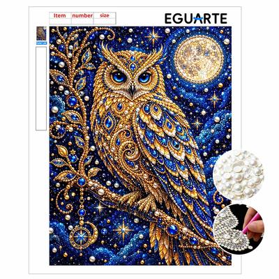 DIY Perlen- und Diamantmalerei-Set Eule Mond. geeignet für Anfänger. Hauswanddekoration. handgemachtes Geschenk.