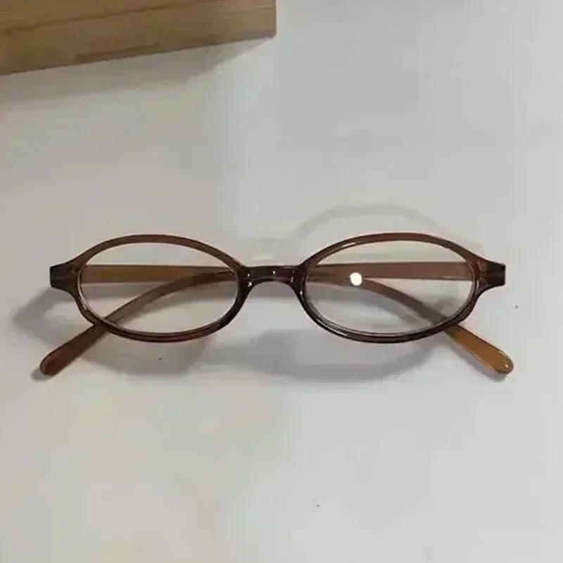 Women Retro Oval Glasses Y2K Japanese and Korean Girls Red Green Frame Glass Eyewear Decorative Computer Anti-blue Eyeglasses