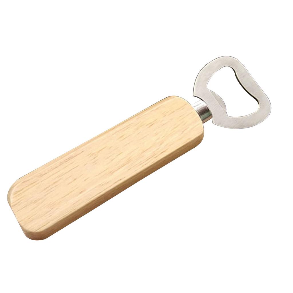 Stainless Steel Bottle Opener with Wooden Handle Durable Heavy Duty Manual Bottle Cap Opener for Home Bar Kitchen Use
