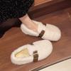 French fluffy shoes for women's outer wear 2025 autumn and winter new one-pedal plush Mary Jane Doudou single shoes cotton shoes
