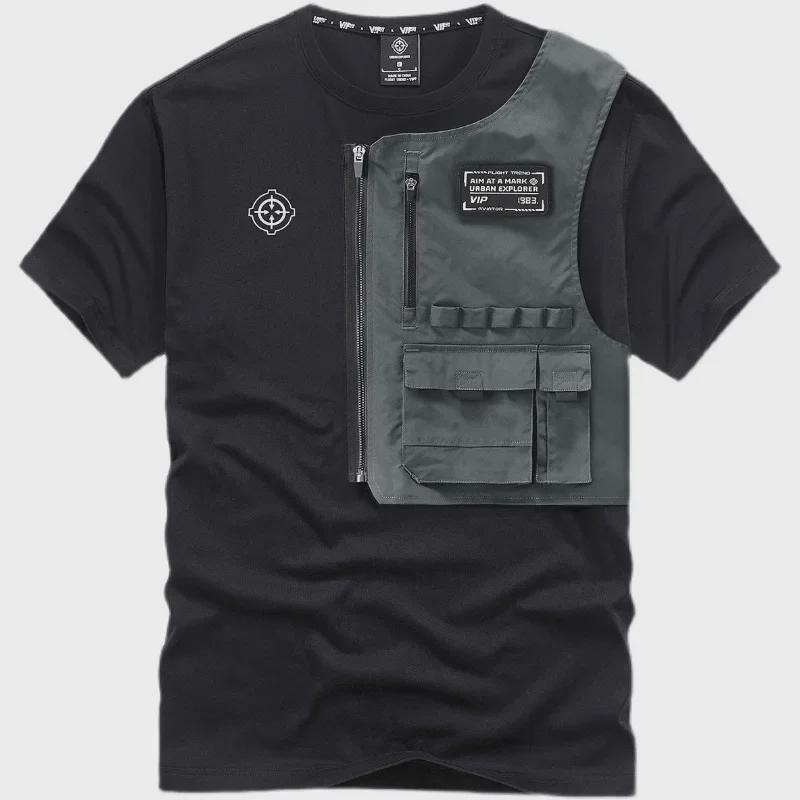 Men's 2022 Summer Short-Sleeve Round Neck Loose T-Shirt - Trendy Functional Workwear Style