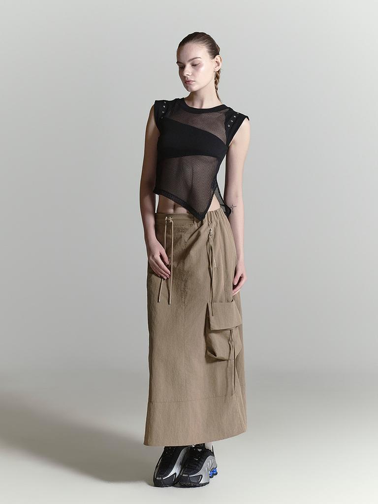 Half Devils Nylon Multi-Pocket Cargo Skirt_Toffee