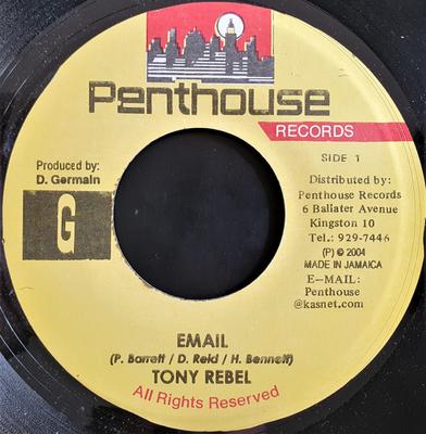 7inch Record TONY REBEL - Email NONE Penthouse Recor 2004 Jamaica Reggae, Ska & Dub Used