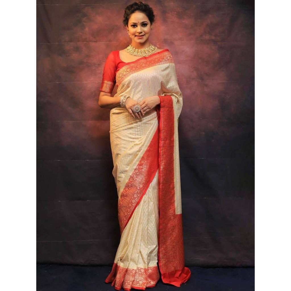 Premium Royal Lichi Silk Saree – Rich Pallu with Designer Brocade Blouse