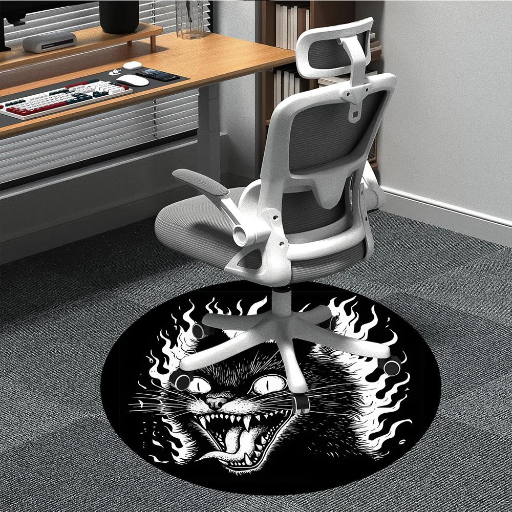 

1pc FlamingFeline Office Round Area Rug, Under Office Chairs Bedroom Living Room Home Decor, Room Deco, Available in Various Sizes 132 80cm by 80cm
