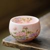 Hand Painted Peony Luohan Ceramic Master Cup Mutton Fat Jade Porcelain Chinese Gongfu Teaware Personal Luxury Gift