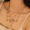 Ocean Shell Necklace Creative Starfish Fish Tail Pendant Necklace Stainless Steel Plated 18K Gold Jewelry Women