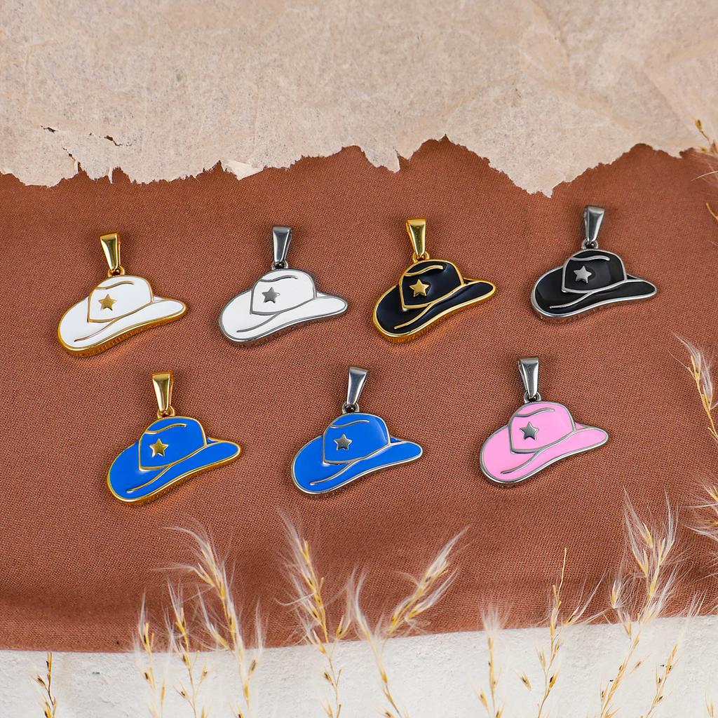 Waterproof Streetwear Enamel Cowboy Boot Pendant 18k Gold Plated Stainless Steel Charms For Diy Jewelry Accessories