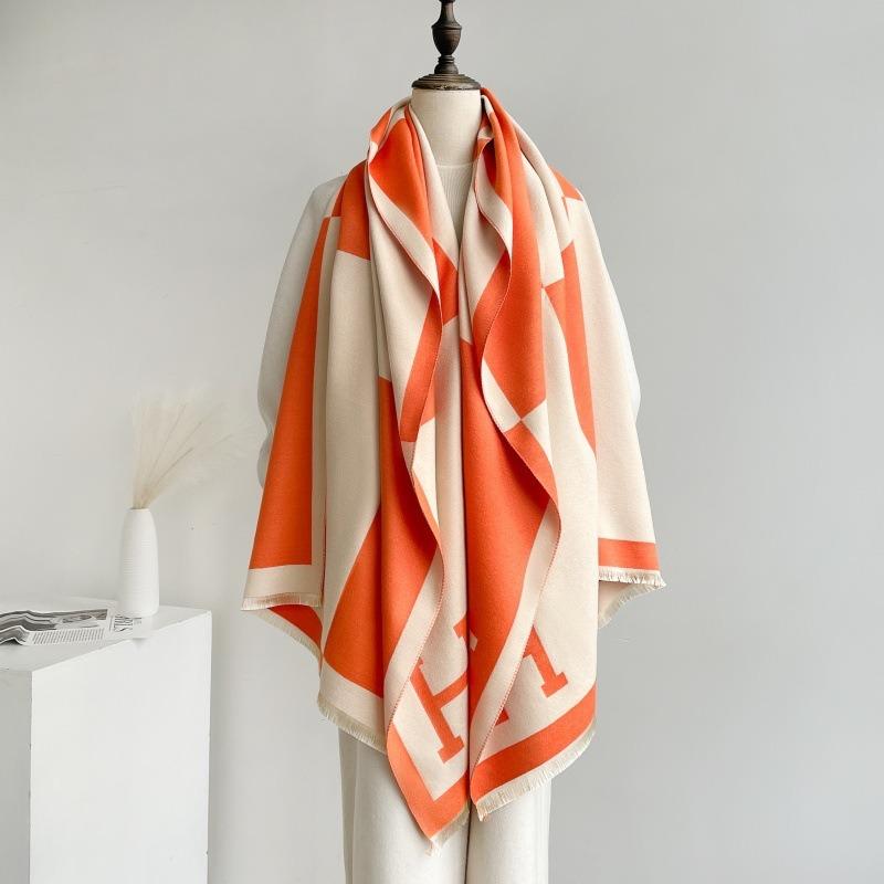 Cashmere air-conditioned room color matching shawl women's outer wear winter new versatile simple warm scarf versatile scarf dual-purpose