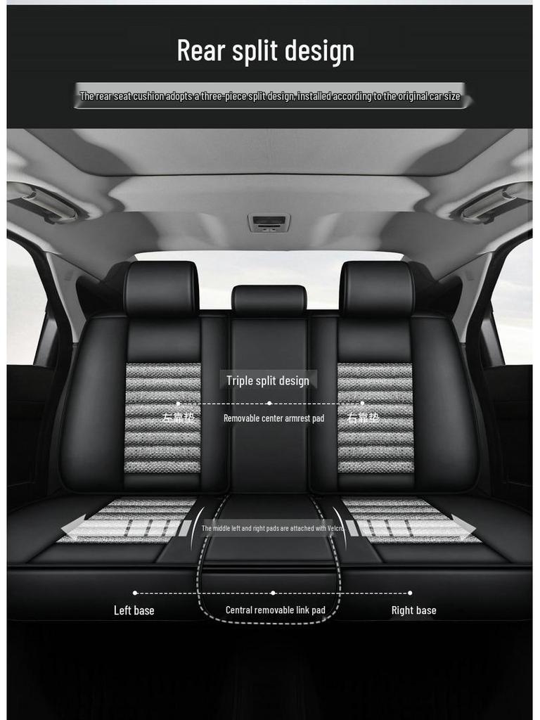 Hyundai Car Seat Cushion Cover for Reina, Elantra, Avante, Verna, Accent - Linen, Fits Five-Seat Models