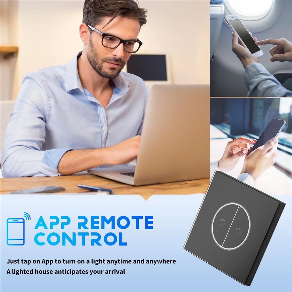 Tuya Wifi Smart Switch Two-Way Touch Light Switch Wall Glass Panel Switch European Standard National Standard Universal