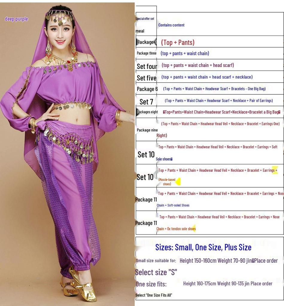 Indian Ethnic Belly Dance Set - Long Sleeve Autumn/Winter Pants for Stage Performance