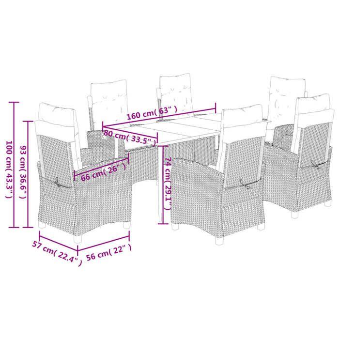 VidaXL 7-piece Brown Rattan Garden Dining Set and Cushions 3212768