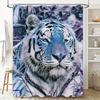 White Tiger Print Shower Curtain Waterproof Bathroom Decor Home Decoration for Kids Room Blue Purple White Grey Colorful Artisti