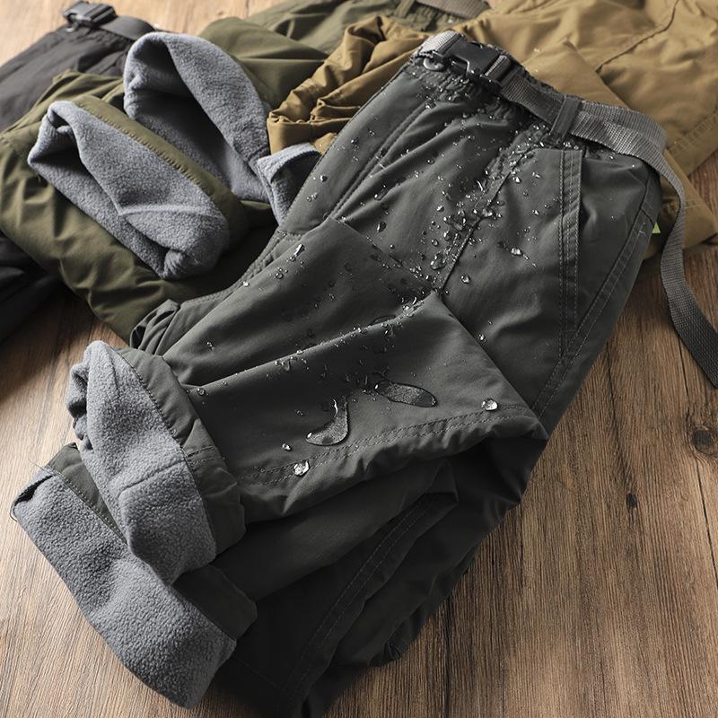 Tooling Pants Thick Waterproof Fleece Cargo Pants Men Women Winter Outdoor Multi-pockets Loose Straight Overall Trousers