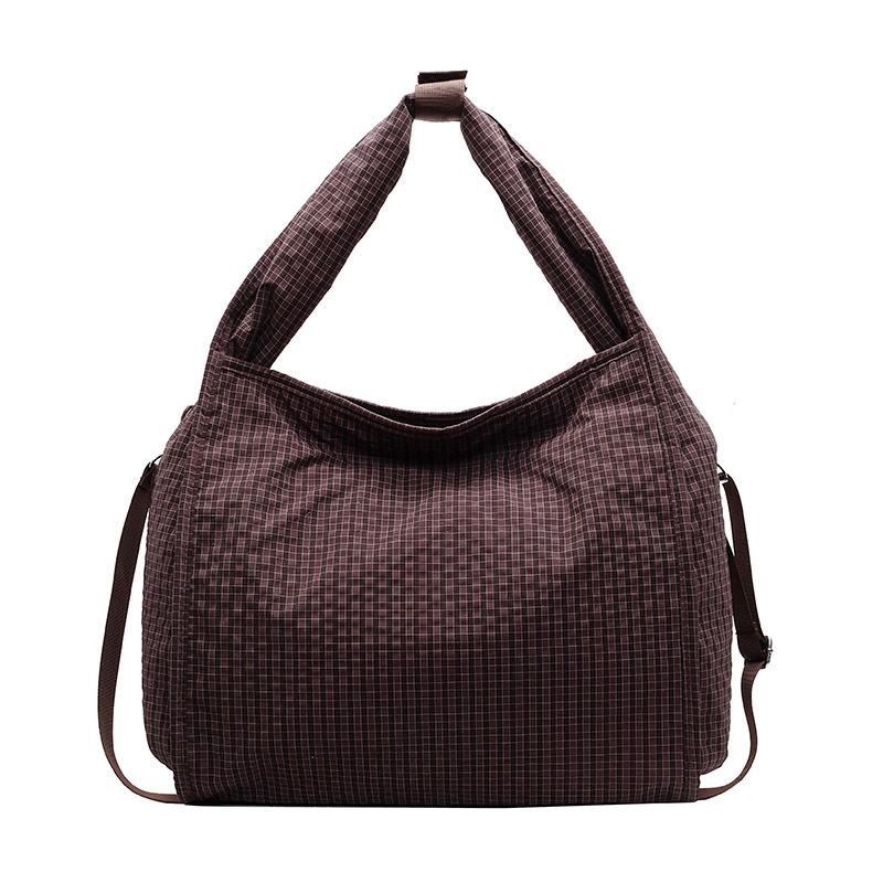 

Новая повседневная клетчатая сумка-тоут, модная, легкая и вместительная сумка-мессенджер для женщин, большая холщовая сумка-тоут кофейный