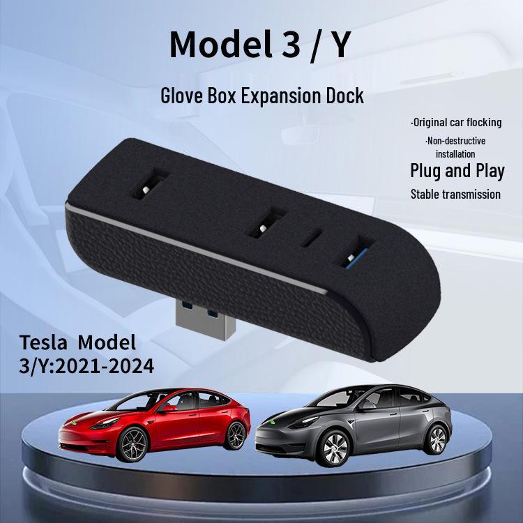 Tesla Model 3/Y Refresh Glove Box USB Hub Expansion Dock