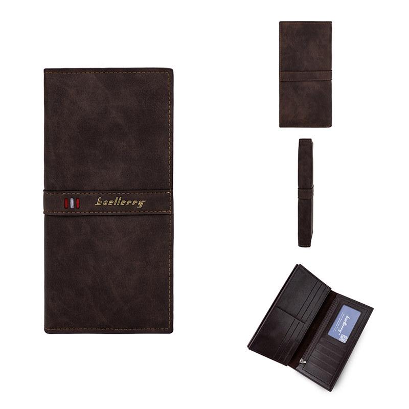 

Baellerry RFID-защита, длинные кошельки, винтажный дизайн, мужские держатели для карт, безопасные сумки для денег для мужчин, мужской деловой портмоне, кошелек 18.6cm*9cm*2.3cm кофейный