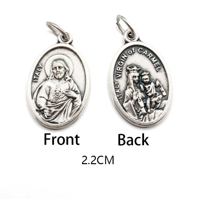 Breloques métalliques réversibles pour colliers, bracelets, accessoires de bricolage, grande médaille ovale de saint pour tout type de chaîne ou de collier, bijoux chrétiens