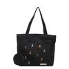Large Capacity Canvas Tote Bag For Women Stylish Embroidered Letter Design For School