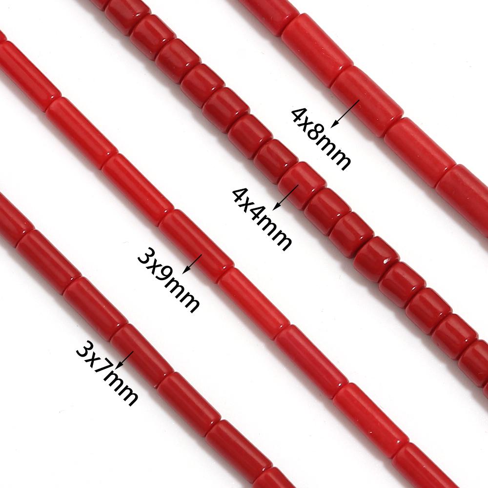 Natural Stone Beads Imitation Red Coral Cylindrical Gemstone Loose Beads For Jewelry Making DIY Bracelets Necklace Accessories