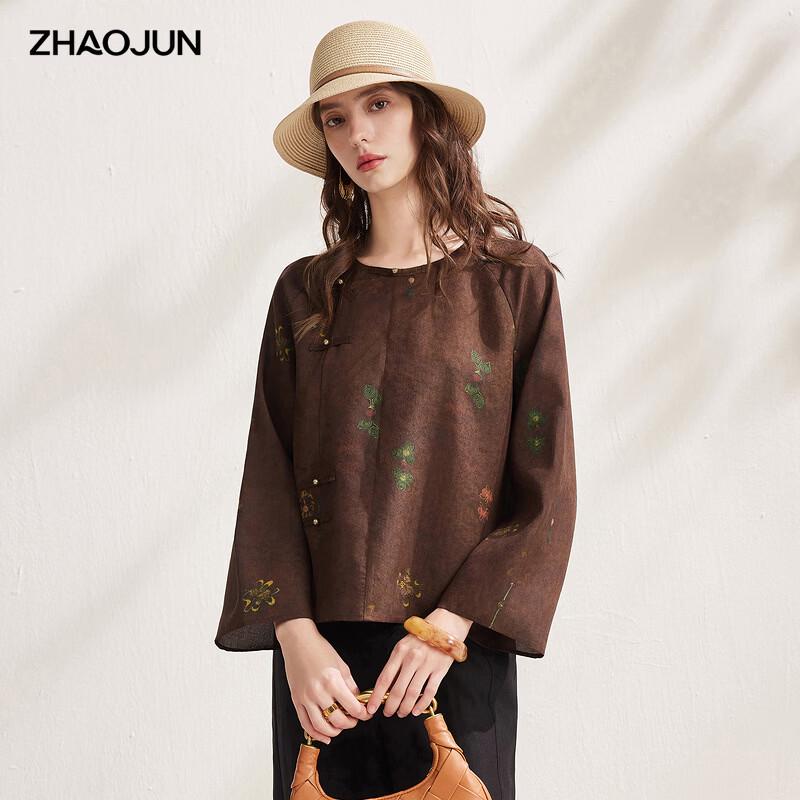 Zhaojun New Chinese Style Mulberry Silk Xiangyunsha Long Sleeve Top L