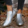 Large Size Women's Shoes Solid Color Pointed Leisure Back Zipper Low Heel Thick Heel Shoes Women