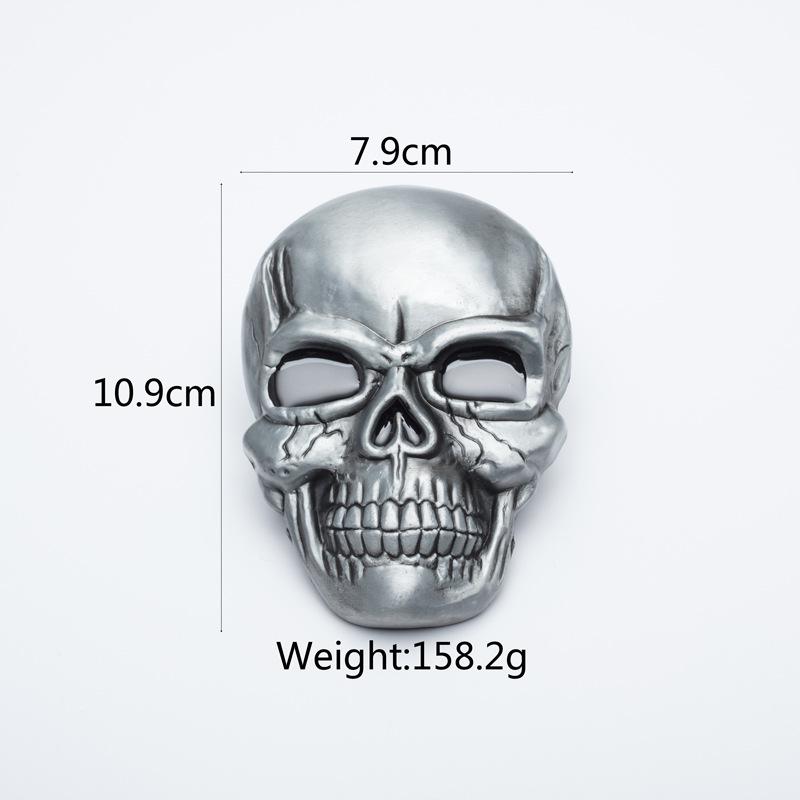 Large Alloy Skull Head Belt Buckle - Heavy Duty Halloween Skeleton Design, Fits All Sizes.
