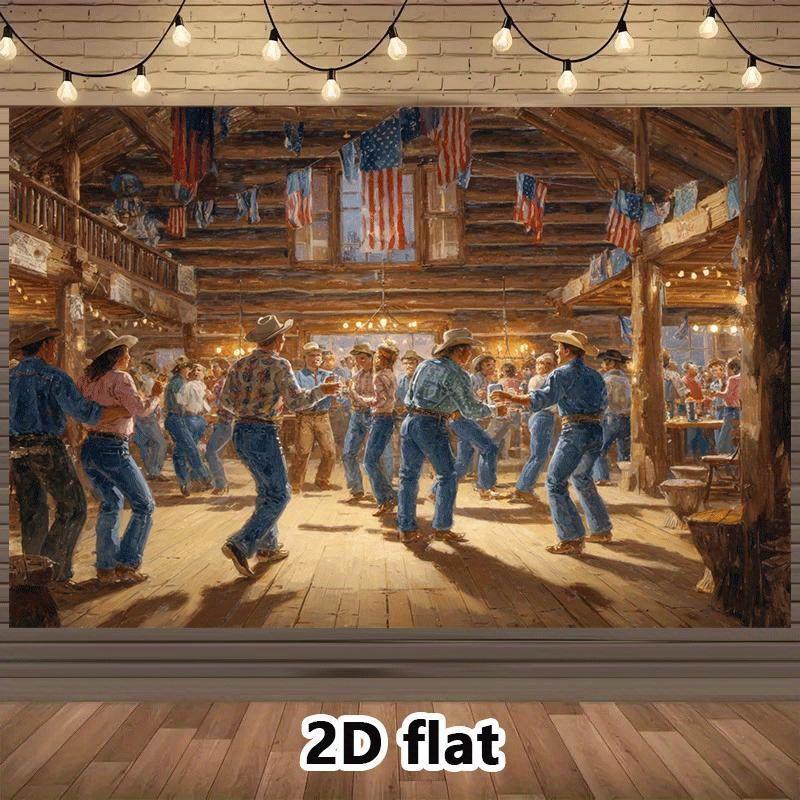 1pc, 2Dflat, Western-style dance party backdrop - tavern/dance hall scene - rural western-themed party, classic pastoral style, 47.2x31.5inch/120*80cm